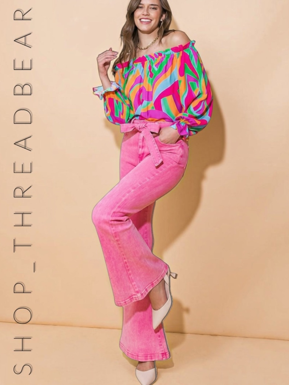 NWT [Flying Tomato] High Rise Hot Pink Wide Flare Leg Twill Pants | Medium Jeans